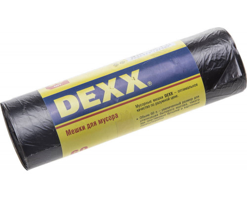 Мусорные мешки 60 л, 20 шт, черные DEXX 39150-60