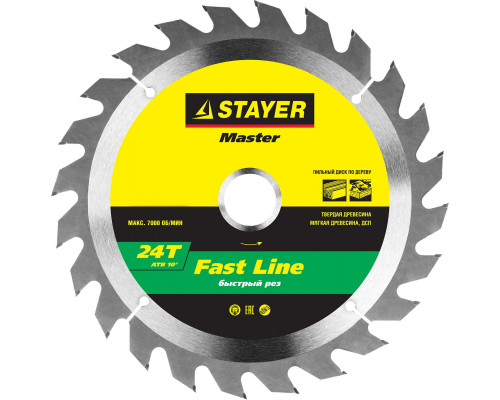 STAYER Fast CUT, 156, 5 х 12, 7 мм, 16Т, пильный диск по дереву (3680-156-16)