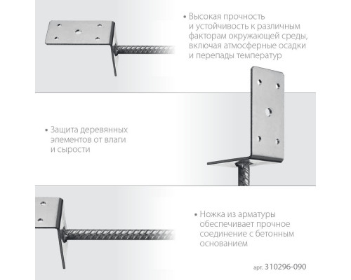 Основание столба ОС-L, L-образное, 91 x 120 x 60 мм ЗУБР 310296-090