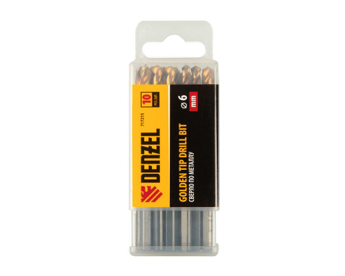 Сверло по металлу, 6 мм, HSS-Tin, Golden Tip, 10 шт. Denzel (717215)