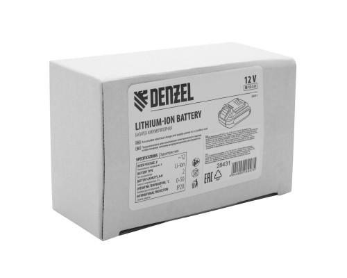 Батарея аккумуляторная IB-12-2.0, Li-Ion, 12 В, 2.0 А/ч Denzel (28431)