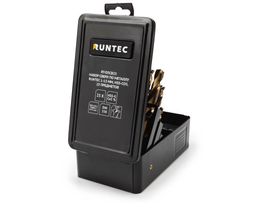 Набор сверл по металлу 1-13 мм, HSS-Co5, 25 предметов RUNTEC RT-DSCB25