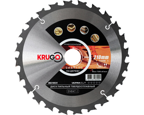 Пильный диск 210 x 2.4/1.6 x 24T x 30mm KRUGO (WA210024)