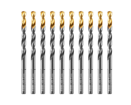 Сверло по металлу, 5 мм, HSS-Tin, Golden Tip, 10 шт. Denzel (717213)