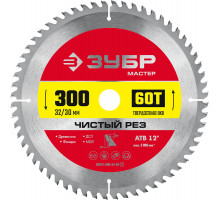 Диск пильный по дереву Чистый рез 300 x 32/30 мм, 60Т ЗУБР 36914-300-32-60_z01