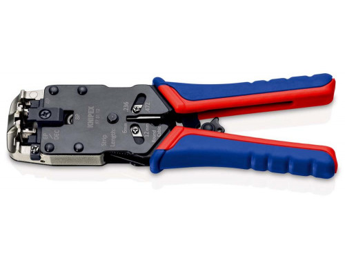 Пресс-клещи для штекеров RJ, 3 гнезда, RJ 10 (4-pin), RJ 11/12 (6-pin), RJ 45 (8-pin), 200 мм (KN-975112)