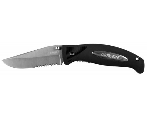 Нож складной 80 мм, серрейторная заточка, пластиковая рукоятка Professional STAYER 47623
