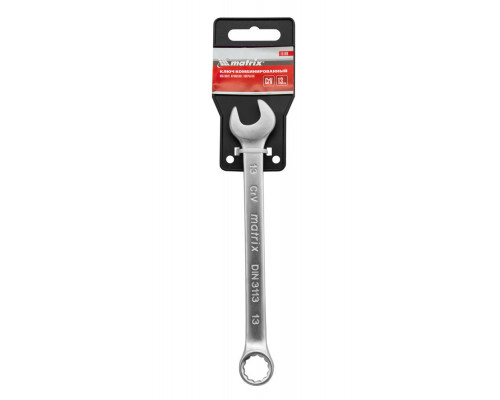 Ключ комбинированный, 13 мм, CrV, матовый хром Matrix