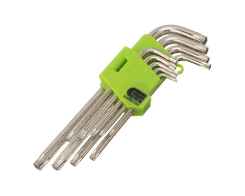 Набор ключей имбусовых Tamper-Torx , 9 шт: ТТ10-ТТ50.45x, закаленные, удлиненные, никель Сибртех