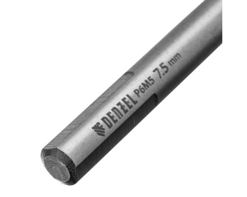 Сверло спиральное по металлу 7,5 x 109мм, Р6М5, Golden Tip, многогранная заточка Denzel (718281)