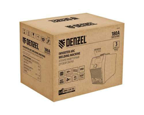 Аппарат инвертор. дуговой сварки SDR-185 Ultra, 180 А, ПВ 60% Denzel (94359)
