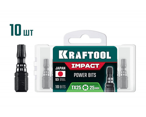 Ударные биты Impact TX 25, 25 мм, 10 шт KRAFTOOL 26195-25-25-S10