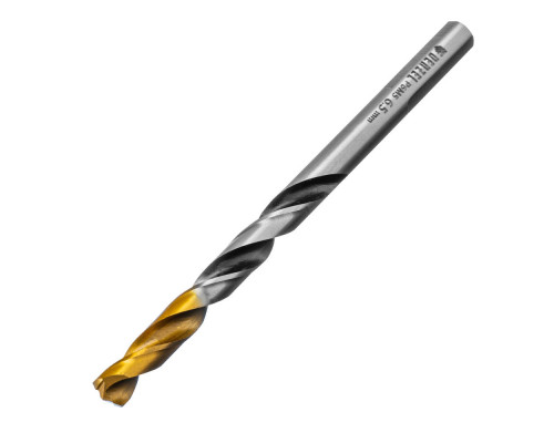 Сверло спиральное по металлу 6,5 x 93мм, Р6М5, Golden Tip, многогранная заточка Denzel (718279)