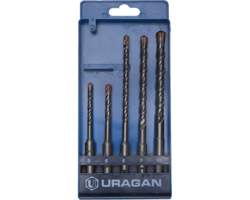 Буры SDS-plus набор URAGAN 5 шт: 5х110 6х110 6х160 8х160 10х160 мм 901-25554-H5  