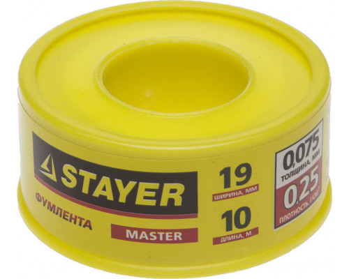 ФУМ лента 0,075 мм х 19 мм х 10 м, плотность 0,25 г/см3 STAYER 12360-19-025