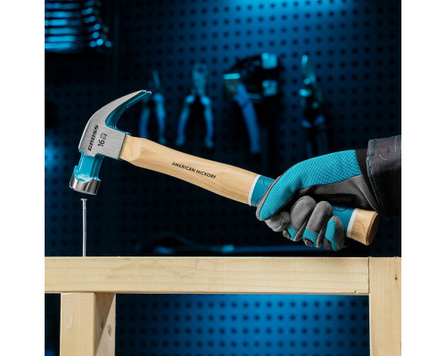 Молоток-гвоздодер, 450 г, угол 45, магнит, обрезиненная рукоятка American hickory GROSS