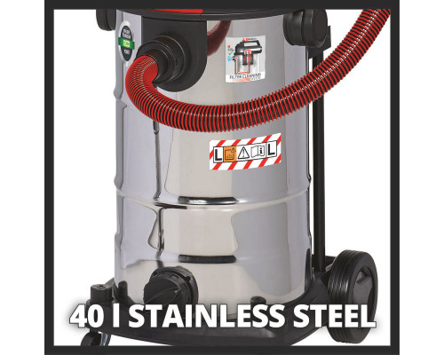 Пылесос строительный Einhell TE-VC 2340 SACL,1500Вт,225мбар,40л,очист.фильтра,розетка (2342470)