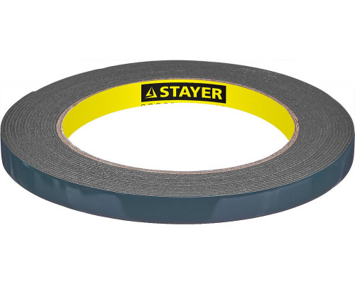 Лента клейкая двухсторонняя 9 мм, 5 м, черная, на вспененной основе STAYER Professional 12233-09-05
