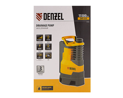 Дренажный насос DPХ650, Х-Pro, 650 Вт, подъем 7 м, 11500 л/ч Denzel (97225)