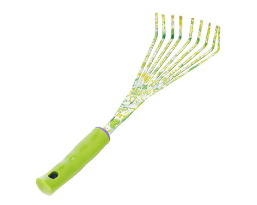 Грабли веерные 9 - зубые, 130 х 415 мм, стальные, пластиковая рукоятка, Flower Green, Palisad (620425)