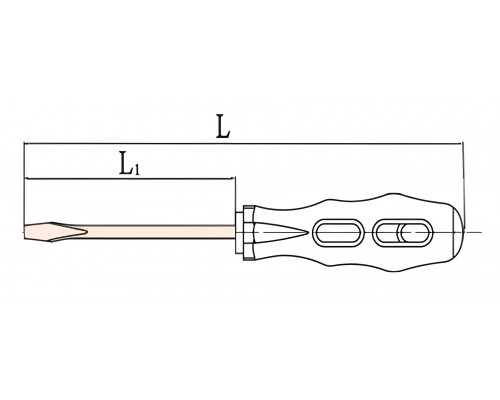 Отвертка шлицевая SL 5х75 (общ.180мм) искробезопасный сплав BeCu 260-1010, HORTZ
