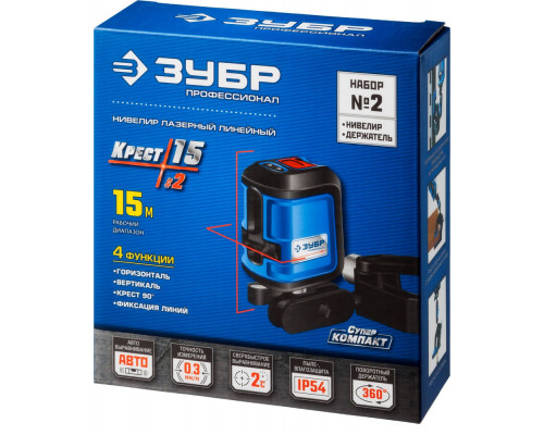 Лазерный нивелир Крест 15, 15 м ЗУБР Профессионал 34902-2_z01