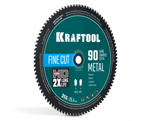 Диск пильный по металлу и стали Metal Cut, 355 х 25.4 мм, 90Т KRAFTOOL 36954-355-25.4-90