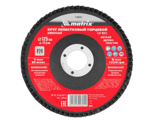 Круг лепестковый торцевой, P 24, 125 х 22.2 мм Matrix (74041)
