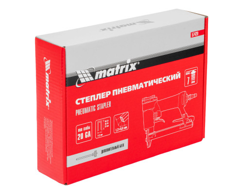 Степлер пневматический для прямоугольных скоб от 10 до 22 мм Matrix (57420)