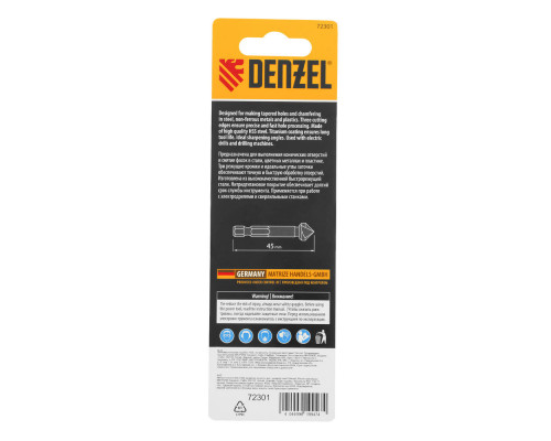 Зенковка конусная под М3, HSS, по металлу, 6-гранный хвостовик Denzel (72301)