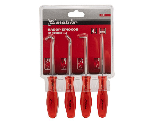 Набор крюков для слесарных работ, 4 шт Matrix
