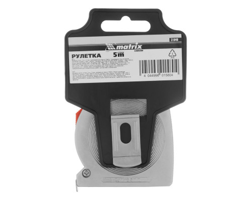 Рулетка Chrom,5 м x 13 мм,хромированный корпус Matrix
