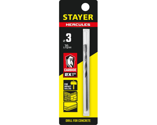 Сверло по бетону Hercules, 3 x 70 мм STAYER Professional 2915-070-03_z01