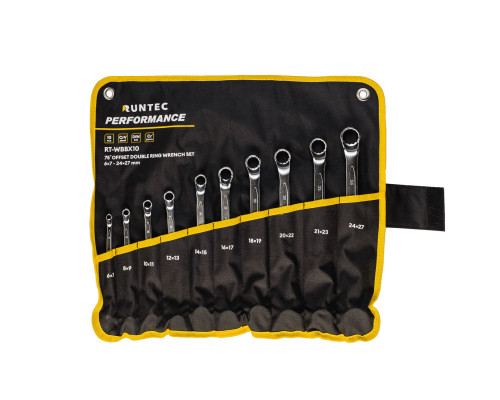 RUNTEC RT-WBBX10 Набор ключей накидных 75° RUNTEC CrV 6x7-24x27 мм в сумке, 10 предметов (RT-WBBX10)