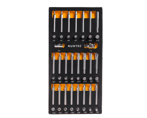 RUNTEC RT-H10B1E48F Набор бит RUNTEC S2, 10 мм TORX, SPLINE, HEX в ложементе EVA, 48 предметов (RT-H10B1E48F)