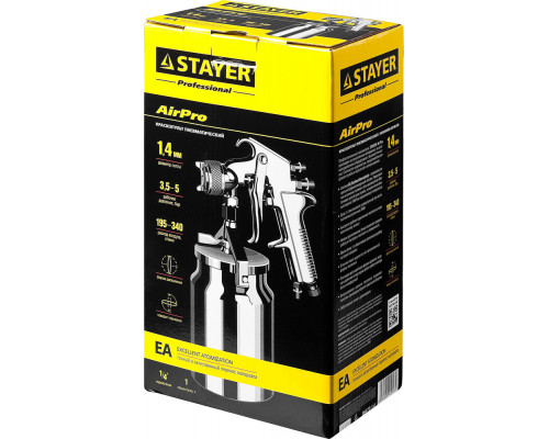 Краскопульт пневматический AirPro S, EA 1.4 мм, с нижним бачком STAYER Professional 06477-1.4
