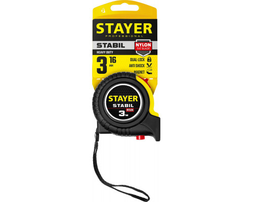 Рулетка 3 м х 16 мм Stabil Professional STAYER 34131-03