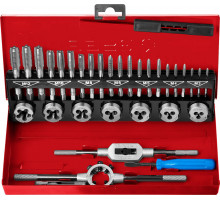 Набор метчиков и плашек 32 предмета сталь 9ХС ЗУБР 28129-H32