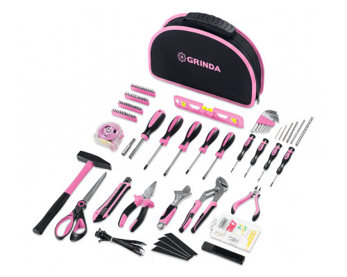 GRINDA Pink Tools 165 предм, универсальный набор инструмента (22109)