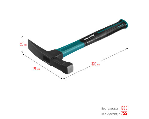 Молоток каменщика 600 г Fiberglass KRAFTOOL 20192