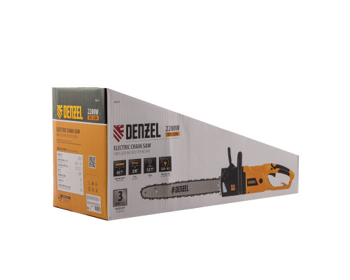Пила цепная электрическая EDS-2200, 2.2 кВт,продольная, шина 45 см, шаг 3/8, паз 1.3 мм, 62 звена Denzel (95619)
