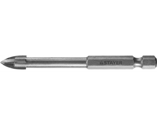 Сверло по стеклу и кафелю 6 мм, 4х кромка, HEX 1/4 STAYER 2985-06_z01