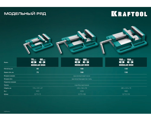 Тиски сверлильные станочные 75 мм KRAFTOOL 32715-75