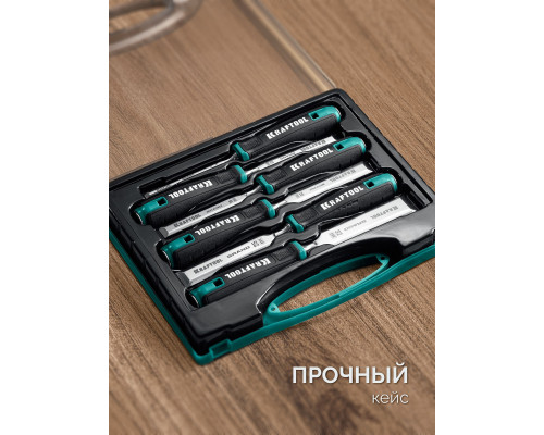 KRAFTOOL GRAND-6 набор стамесок-долот с двухкомпонентной рукояткой, 6 шт (1818-H6)