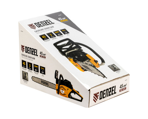 Пила цепная бензиновая DGS-4516, шина 40 см, 45 см3, 3 л.с, шаг 3/8, паз 1.3 мм, 57 звеньев Denzel (95230)