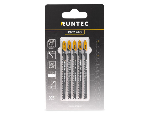 Пилки для лобзика по дереву T 144 D, HCS, 5 шт RUNTEC RT-T144D