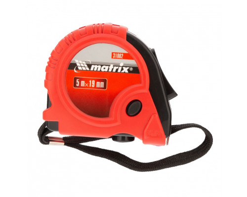 Рулетка Rubber,5 м х 19 мм,обрезиненный корпус Matrix