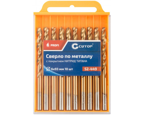 Сверло по металлу Cutop Profi с титановым покрытием, 6х93 мм (10 шт) (52-449)