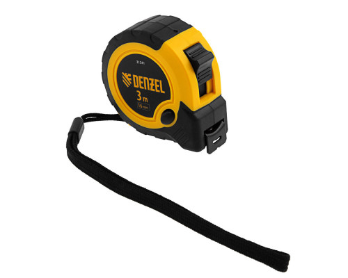 Рулетка 3м х 16мм, двухкомп. корпус, кнопка-пауза Denzel