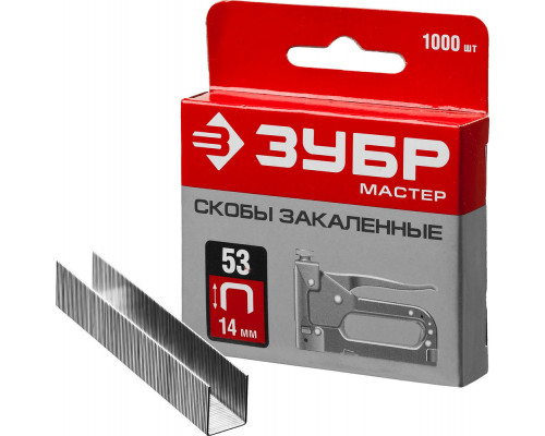 Скобы 14 мм, тип 53 (A/10/JT21), калибр 23GA, 1000 шт ЗУБР 31625-14